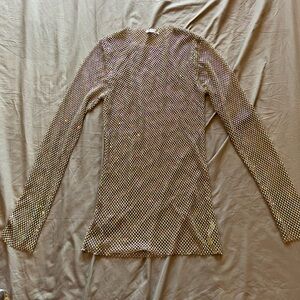Free People Black and Gold mesh with rhinestones Long Sleeve Top